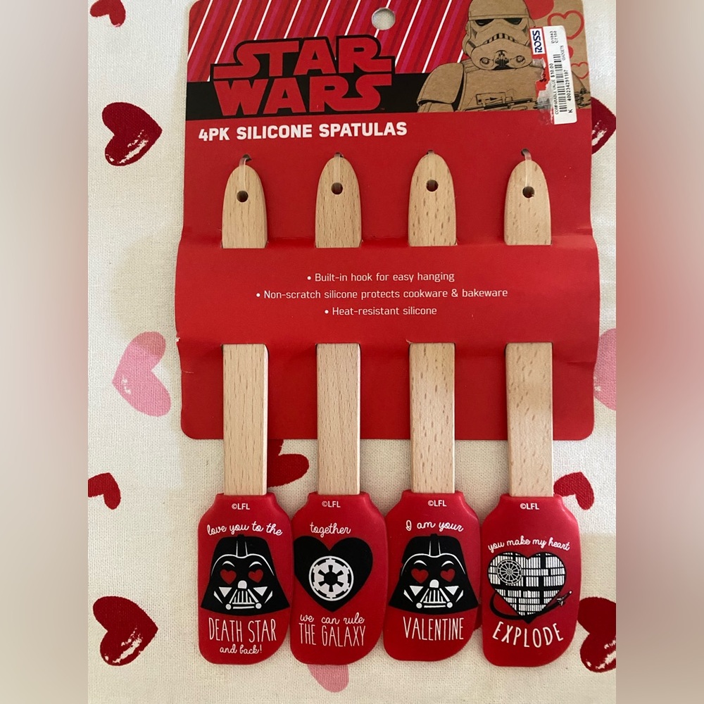 DISNEY STAR WARS VADER VALENTINES DAY 4 Pack SILICONE Mini Spatula